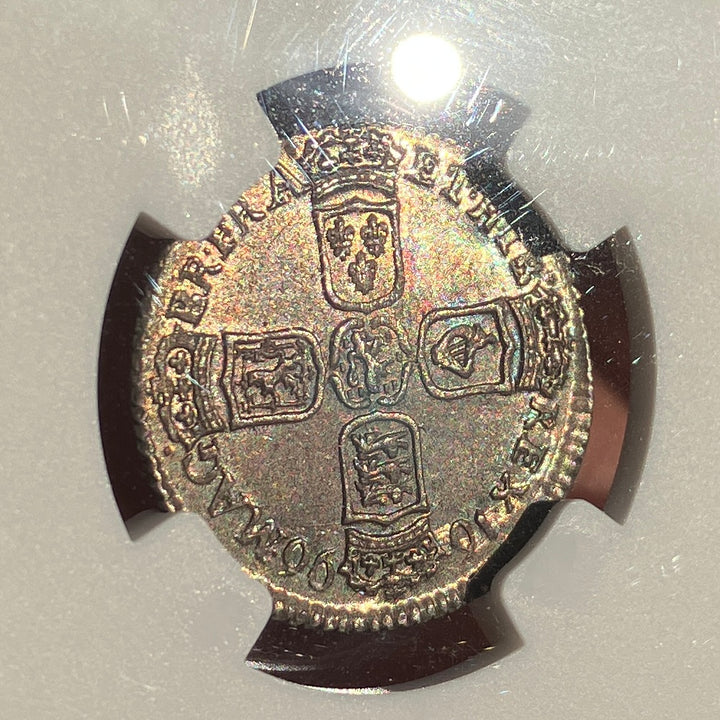 1697年　英国　ウィリアム3世   6ペンス 銀貨 1697年 英国🇬🇧 ウィリアム3世 6ペンス銀貨 NGC MS63 トーン