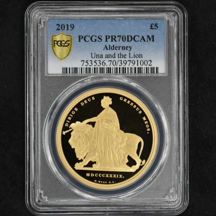 PCGS ブリタニア銀貨　ライオン 売約済 イギリス領オルダニー 2019年ウナ＆ライオン5ポンド金貨 PCGS
