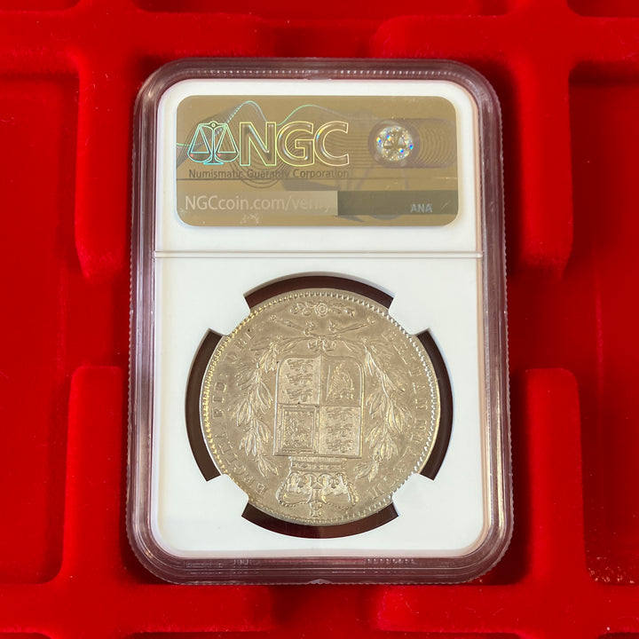 SOLD】1845年 英国 クラウン銀貨 ヴィクトリア ヤングヘッド AU55 NGC