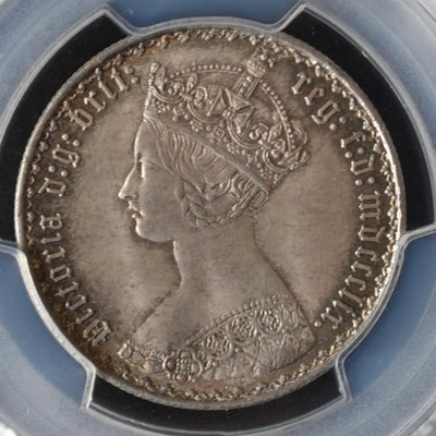 SOLD】1859年 イギリス ヴィクトリア ゴシック フローリン 銀貨 MS64+ 