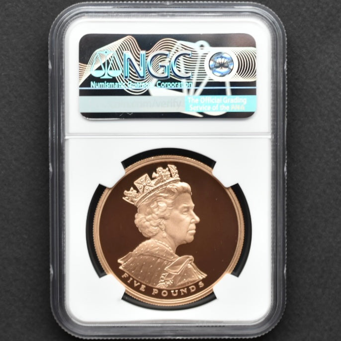 SOLD】2002年 イギリス エリザベス2世 ゴールデンジュビリー 5ポンド金貨 PF70UC NGC 最高鑑定 – FIRST SOVEREIGN