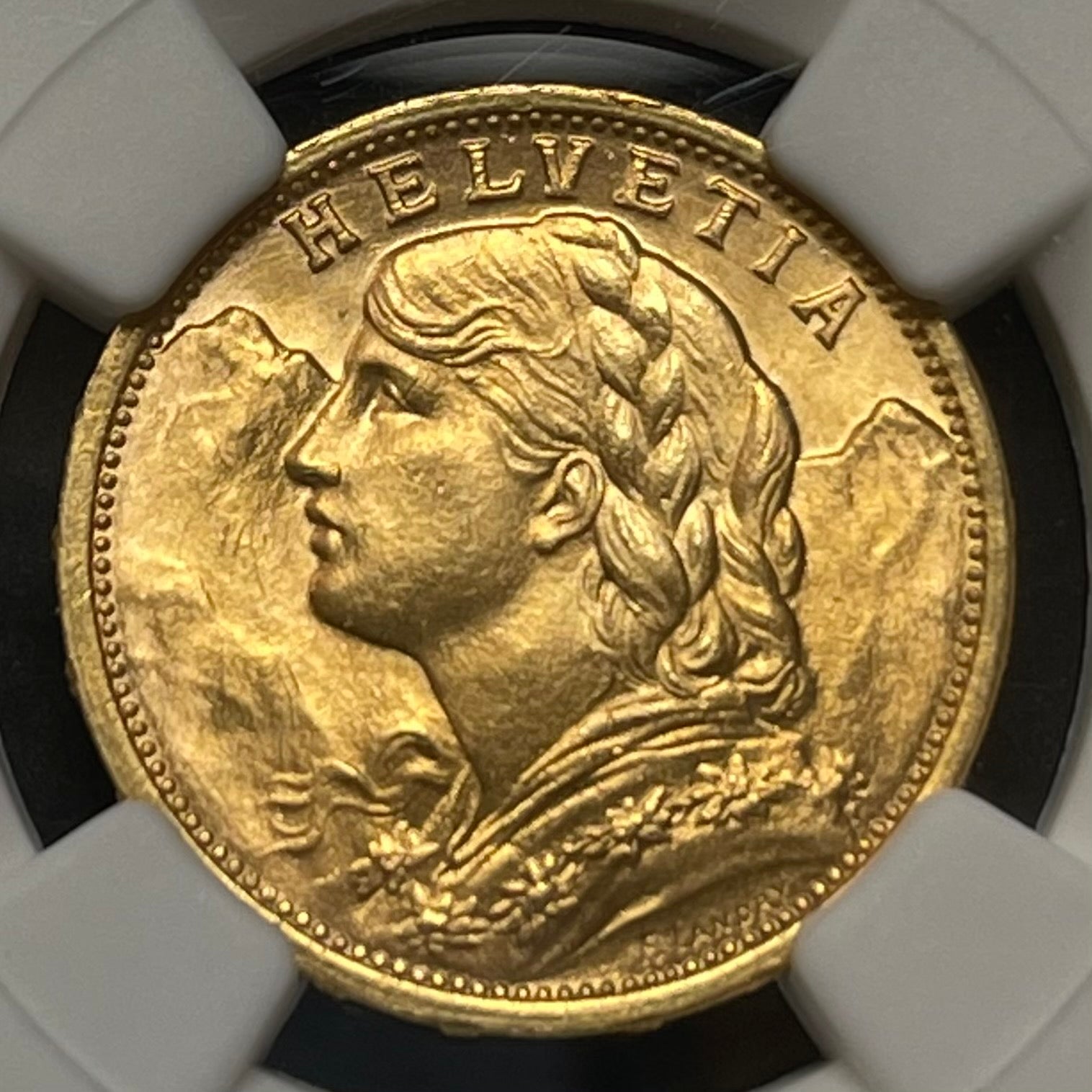 1911年B スイス ブレネリ 20フラン 金貨 MS67 top pop – FIRST SOVEREIGN