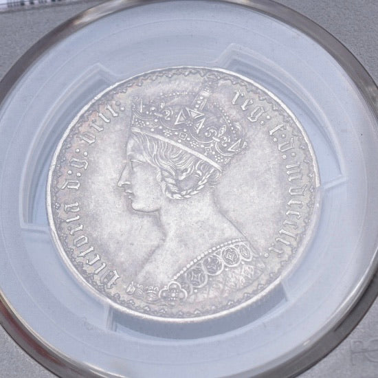 SOLD】1859年 イギリス ヴィクトリア ゴシック フローリン 銀貨 MS64+