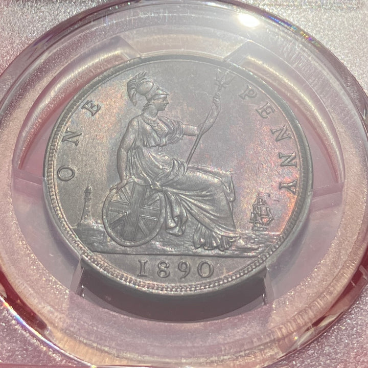 1890年 英国 ヴィクトリア女王 月桂冠 ペニー銅貨 MS64BN – FIRST SOVEREIGN