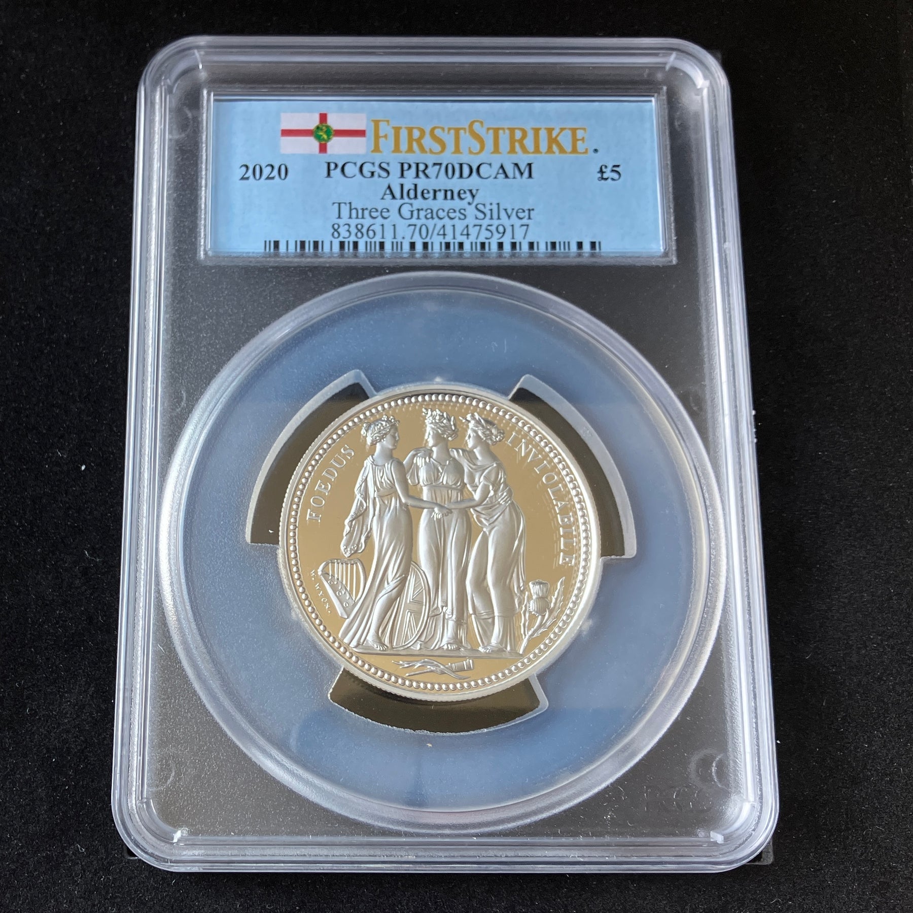 2020年 オルダニー スリーグレイセス 5ポンド 2oz プルーフ銀貨 