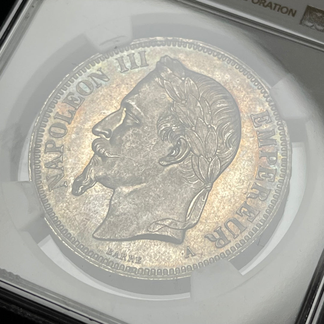 SOLD】1870年A フランス ナポレオン3世 5フラン 銀貨 有冠 MS65+ NGC トーン – FIRST SOVEREIGN