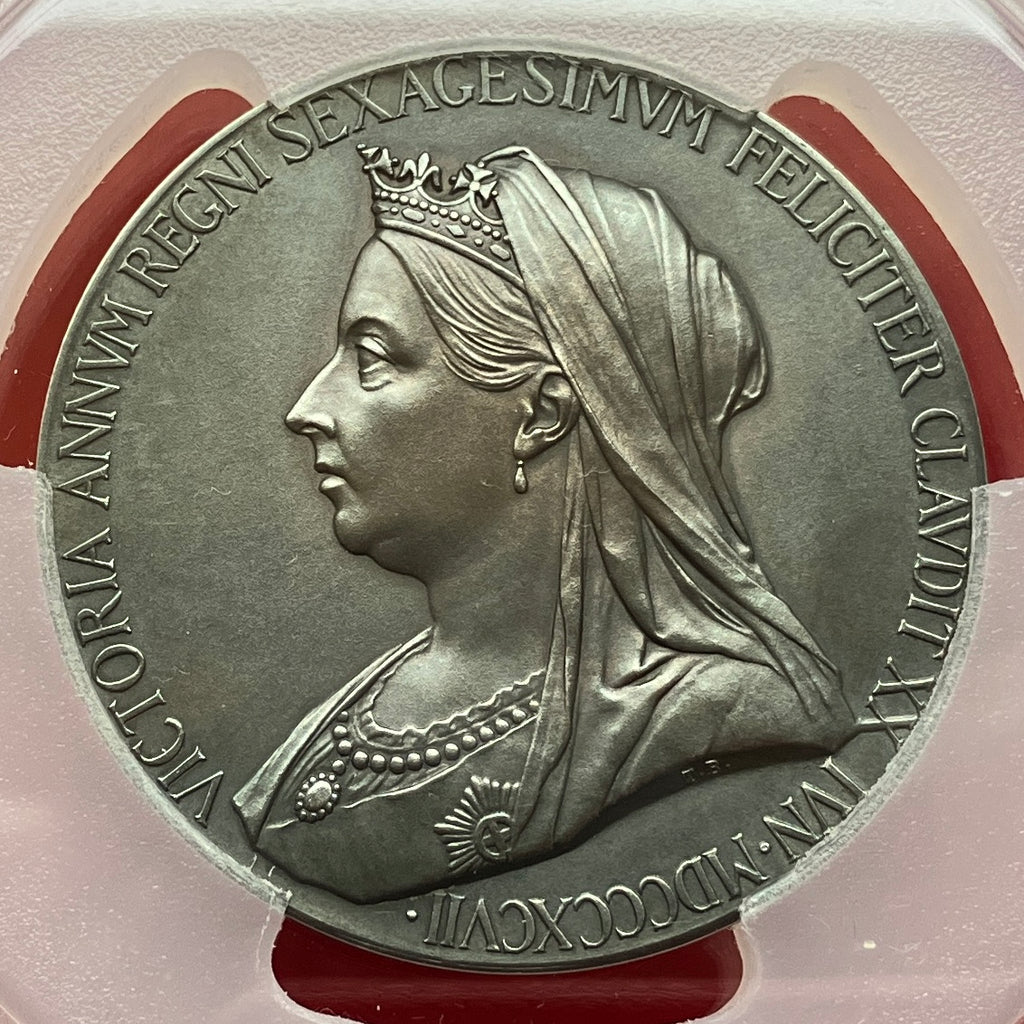 1897年 英国 ヴィクトリア女王 即位60周年記念 銀メダルSP64 +