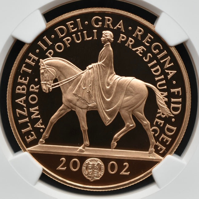 SOLD】2002年 イギリス エリザベス2世 ゴールデンジュビリー 5ポンド金貨 PF70UC NGC 最高鑑定 – FIRST SOVEREIGN