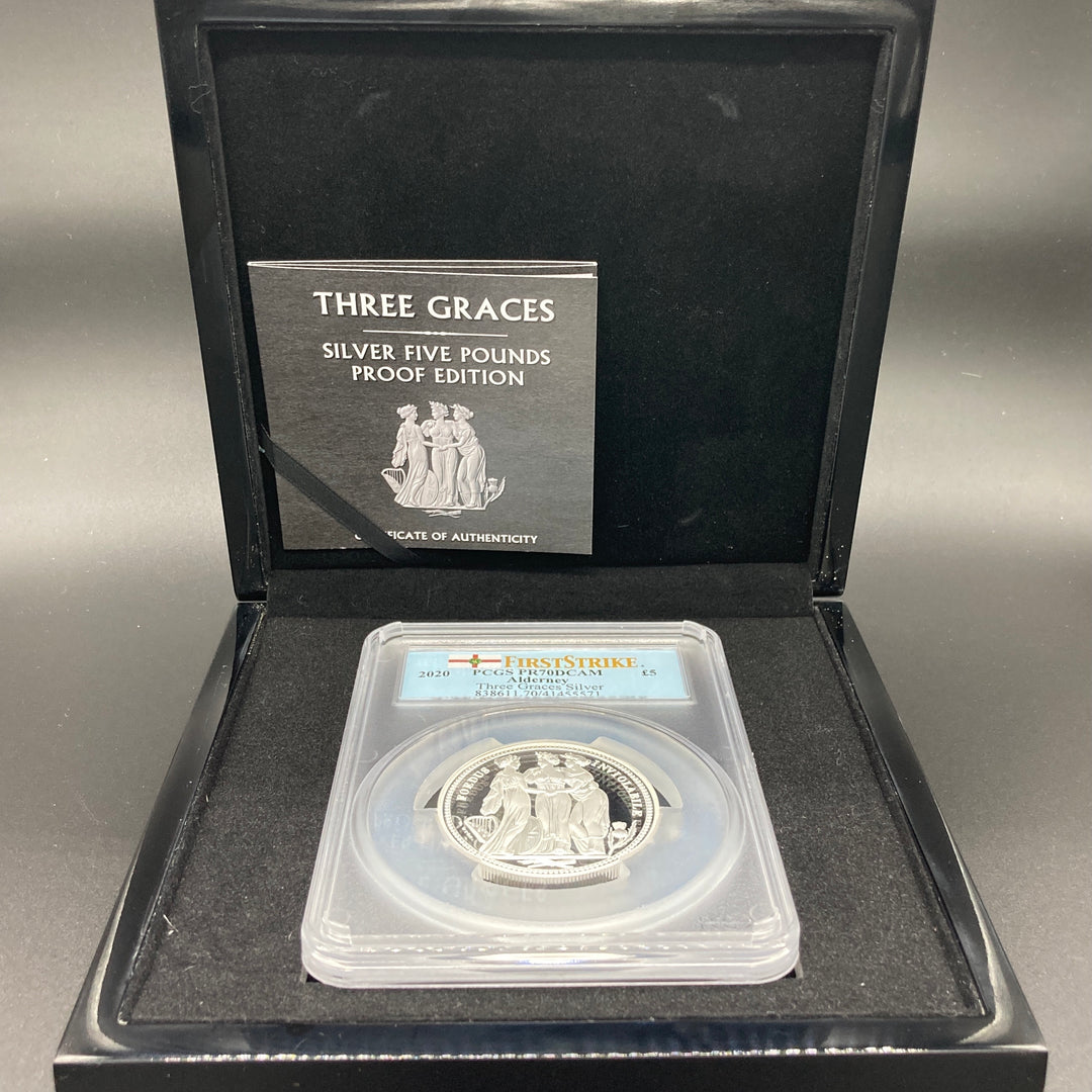 最高鑑定】オルダニー島発行 2020年 5ポンド銀貨 スリーグレーセス