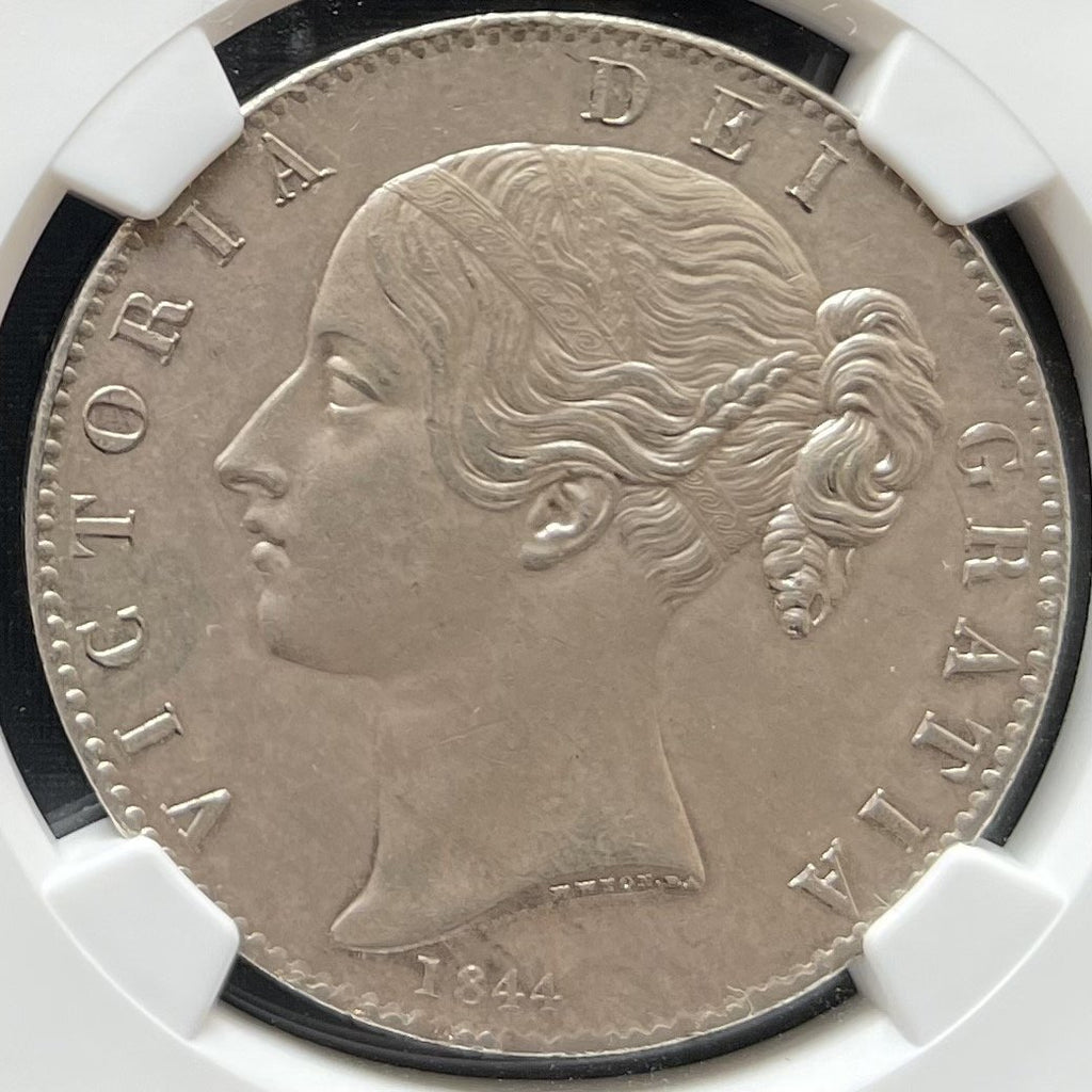 1844年 英国 ヴィクトリア クラウン銀貨 ヤングヘッド MS62 star edge